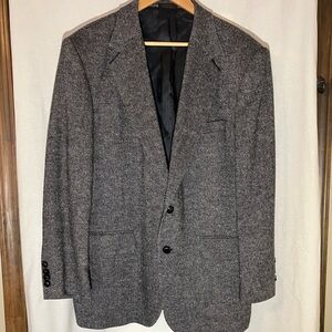 Men's 100% wool blazer, black and white with subtle flecks of multiple colors